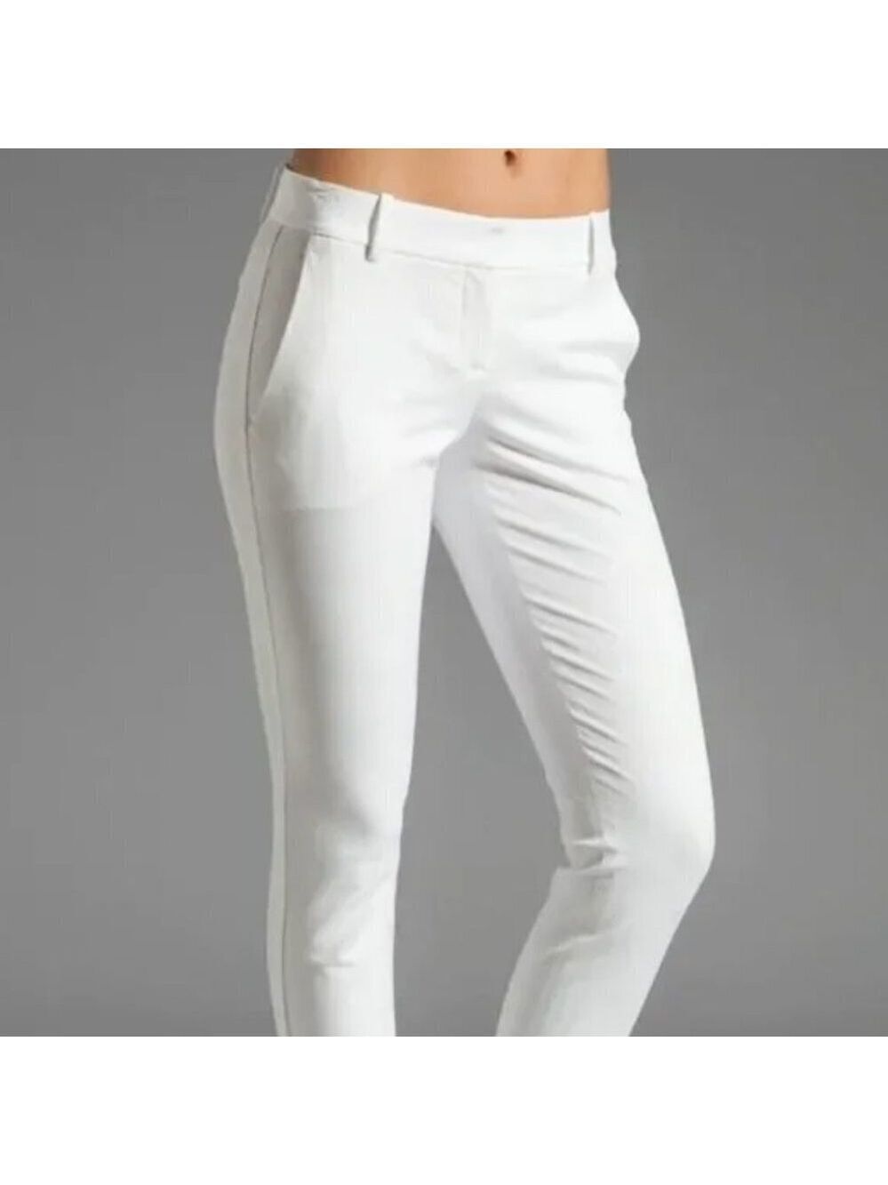 Theory White Cotton Stretch Slim Fit Ankle Pants Size 2